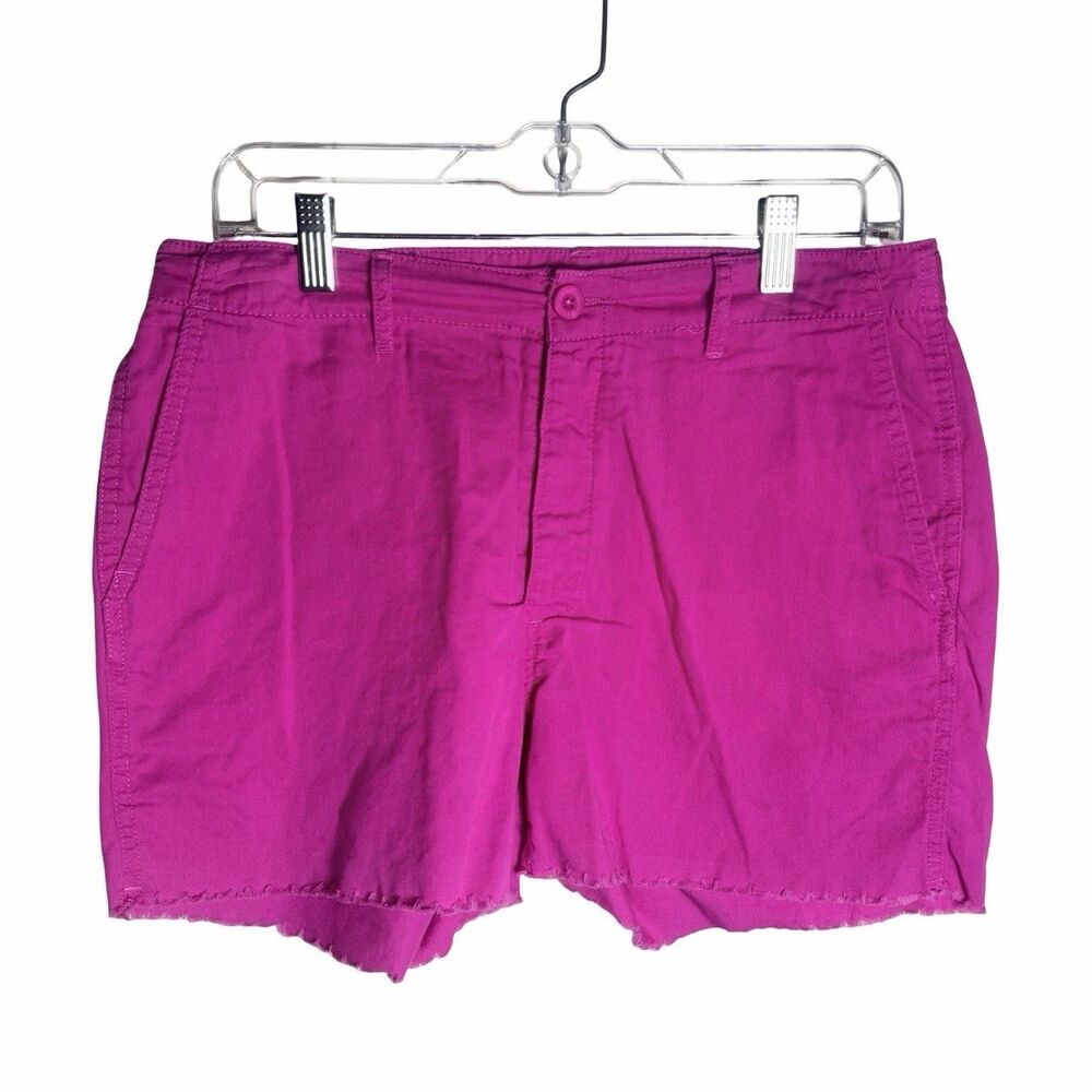Reel Legends Women's Size Medium Fishing Shorts Pink Bold Zip Cotton 4" Inseam